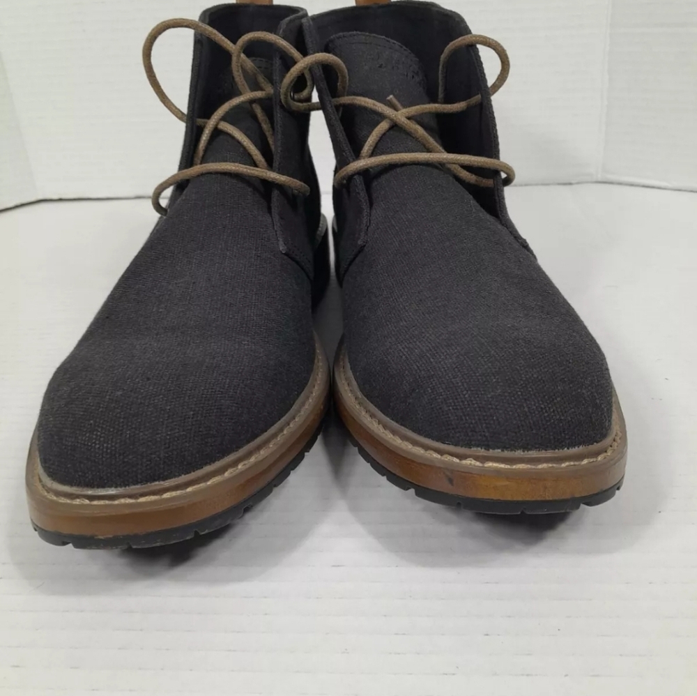 Perry Ellis Tim II Shoes Men SZ 11 Charcoal Black Canvas Chukka Boots LUG SOLE - Picture 3 of 10